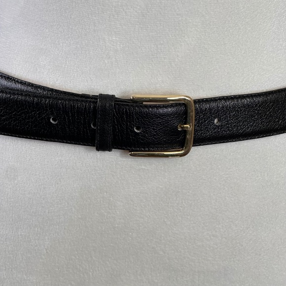 SWANK Black Leather Gold Buckle Full Grain Cowhide Lined Fashion Belt 32/80 - Picture 13 of 15